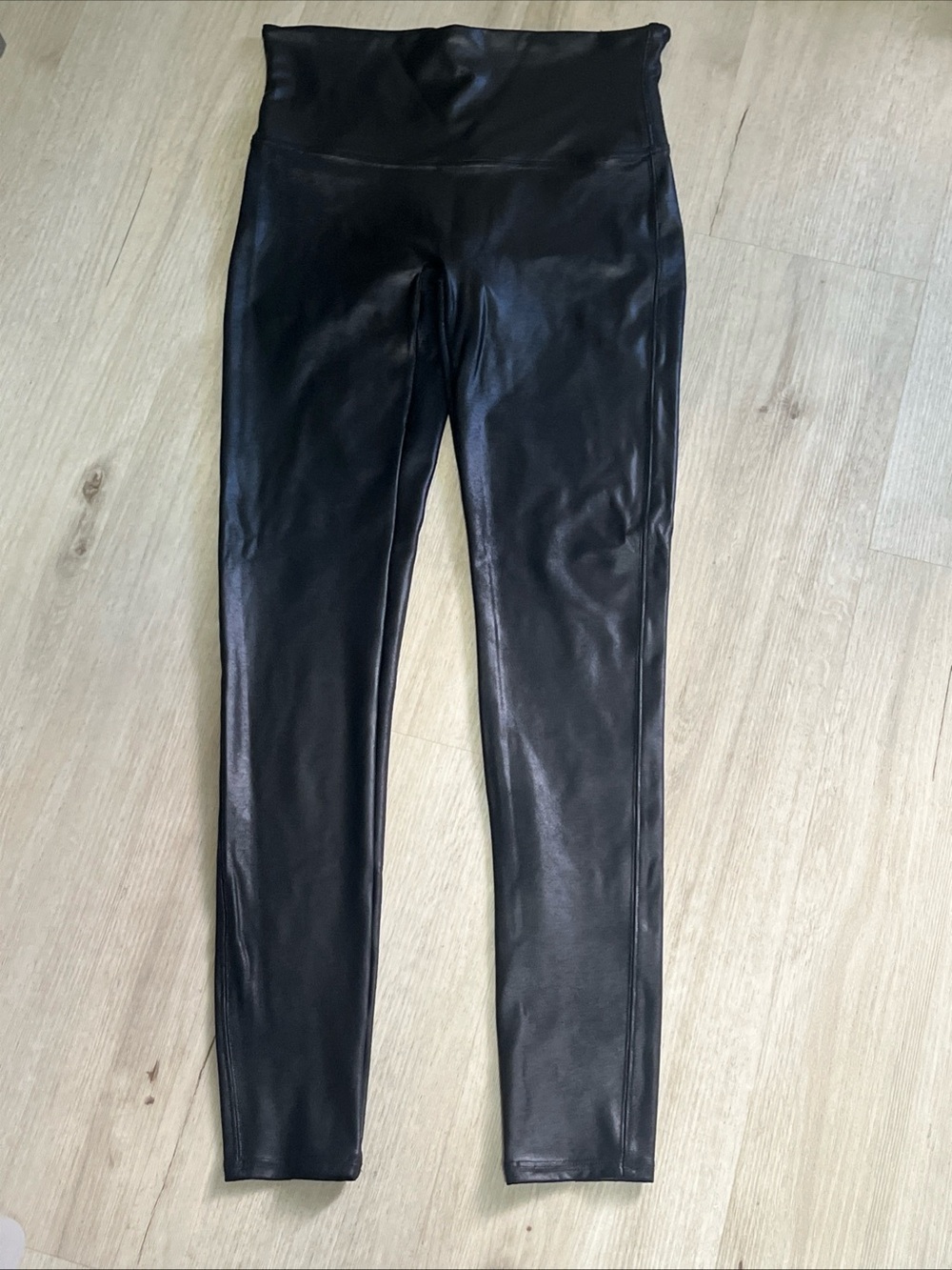 SPANX Black Faux-Leather High-Waist Leggings